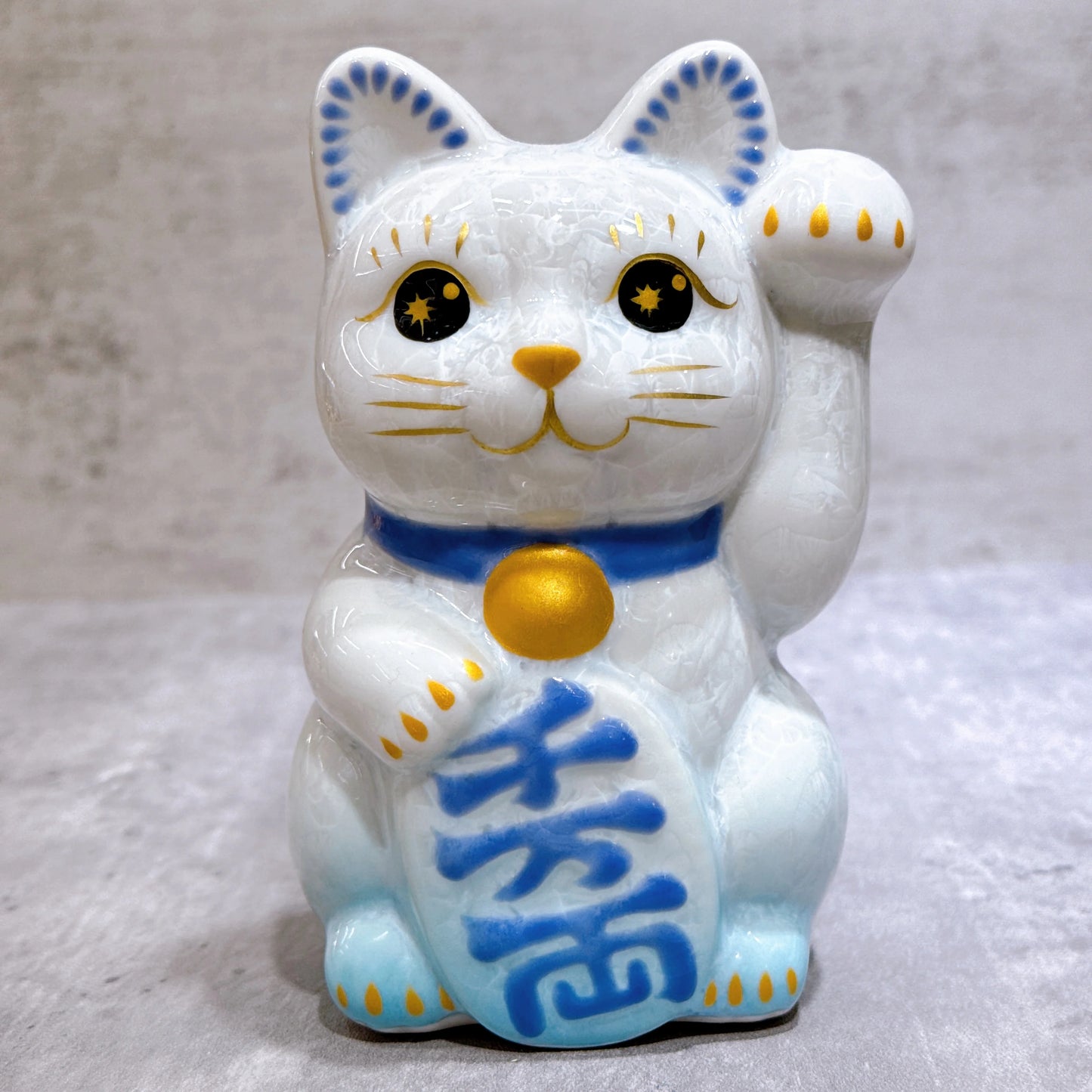 日本清水燒招財貓 花結晶 水白 千萬両 左
