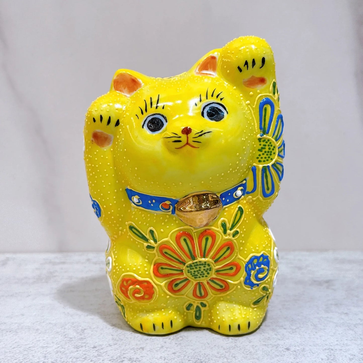 日本九谷烧招财猫黄盛