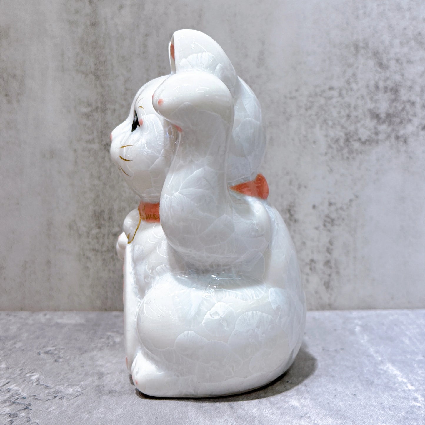 日本清水燒招財貓 花結晶 白 戀愛