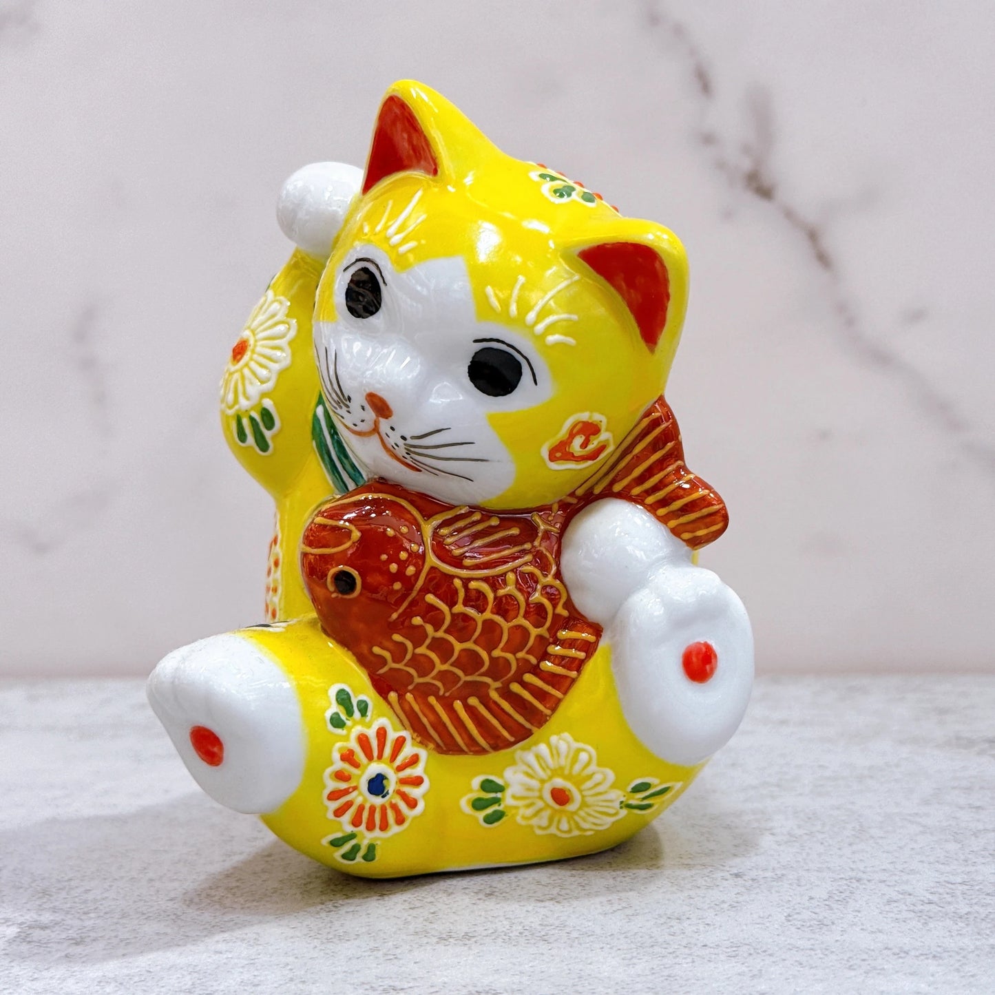 日本九谷烧招财猫黄樱鲤