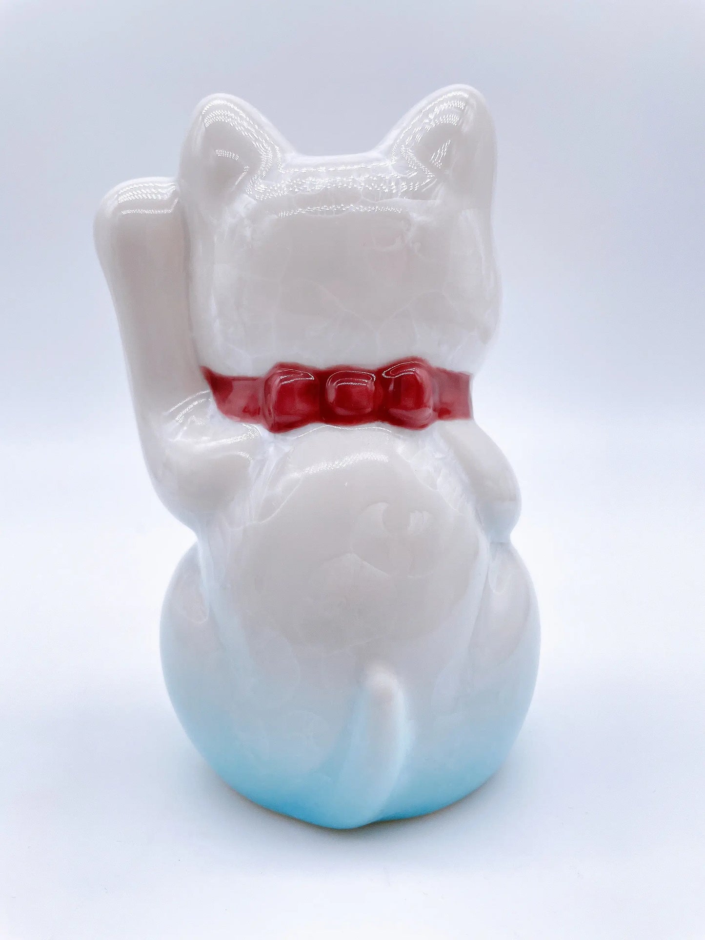 日本清水烧招财猫 花结晶 水色 富贵