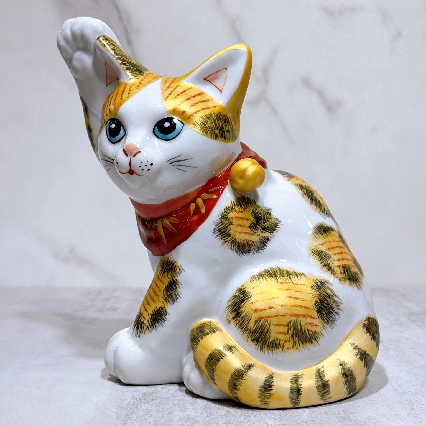 日本九谷燒招財貓 金彩三毛 5.5號