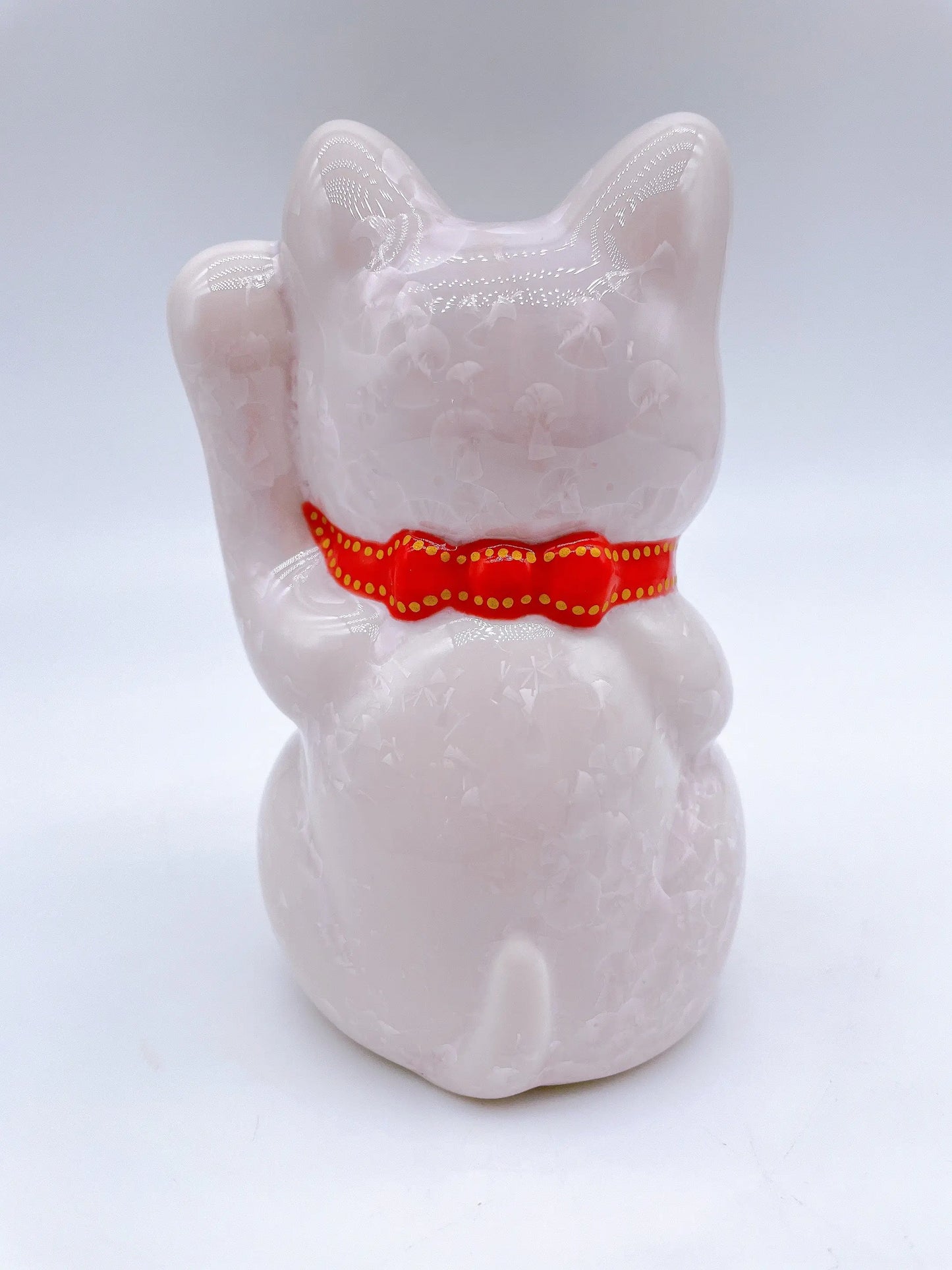 日本清水烧招财猫 花结晶 桃 千万两