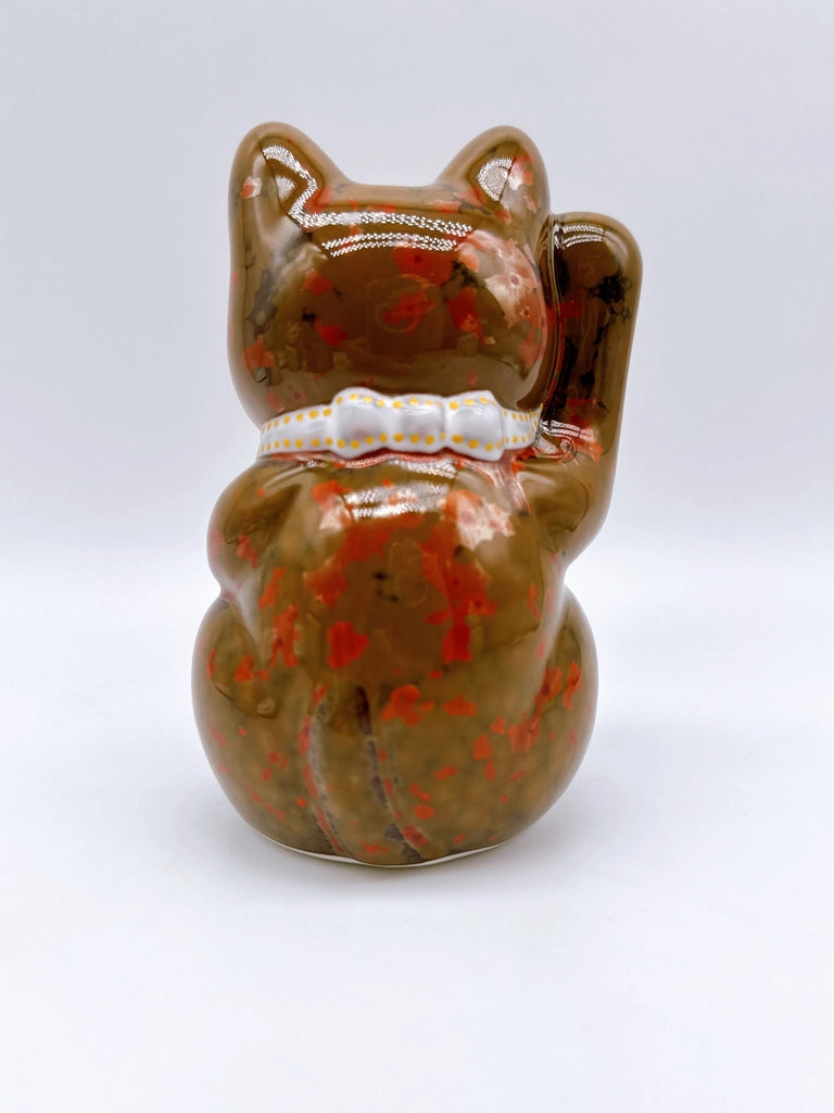 日本清水烧招财猫 花结晶 真朱 亿万两 右