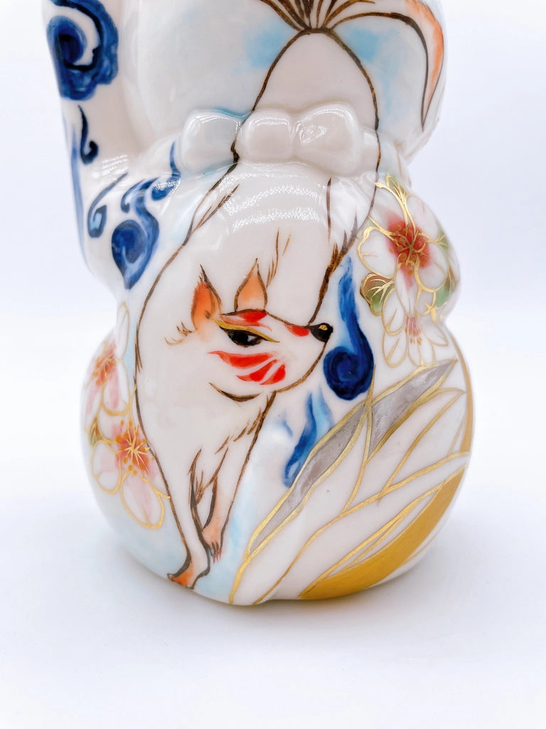 日本清水烧招财猫 九尾狐
