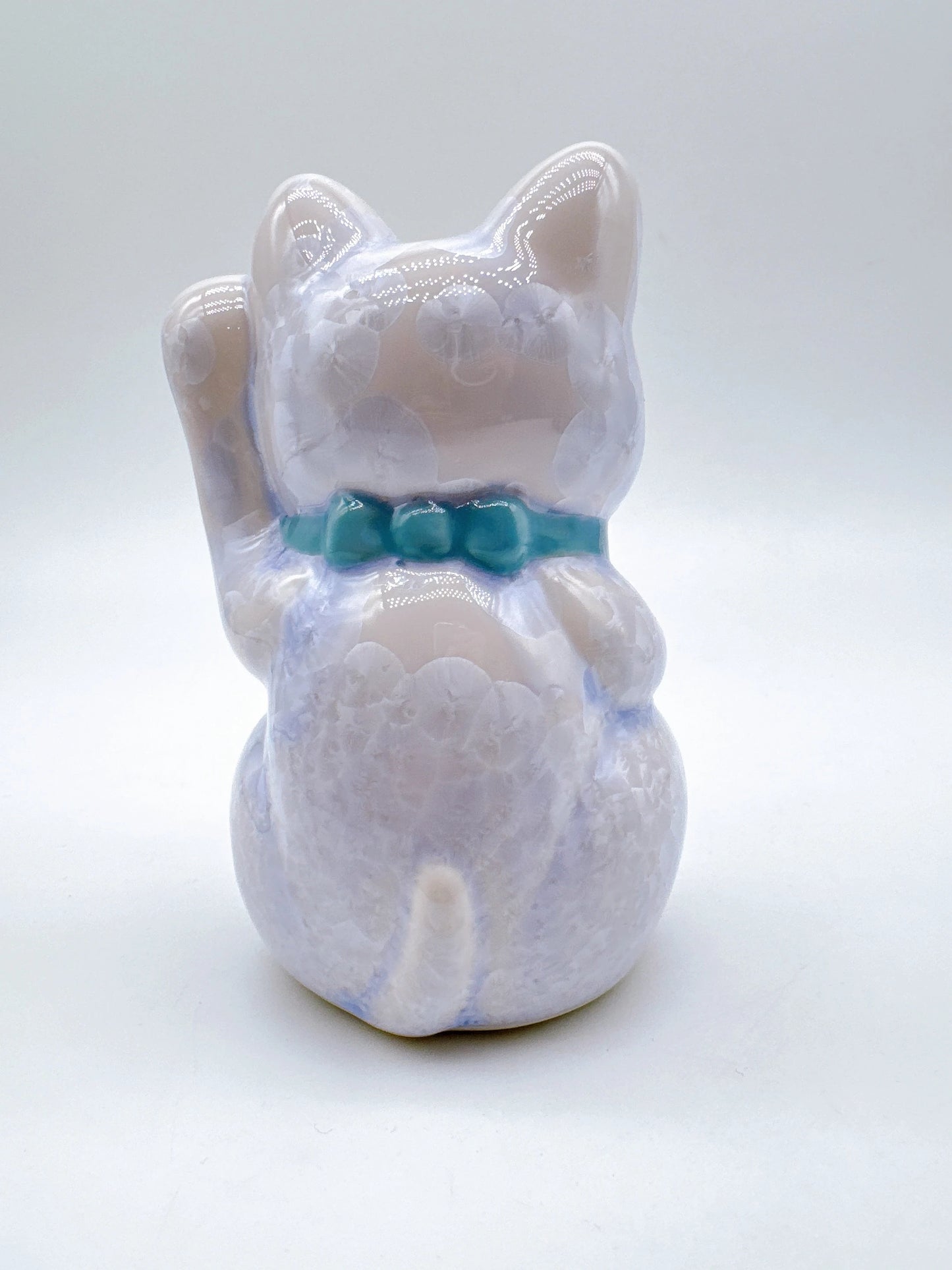 日本清水烧招财猫 花结晶 藤 千万两 左