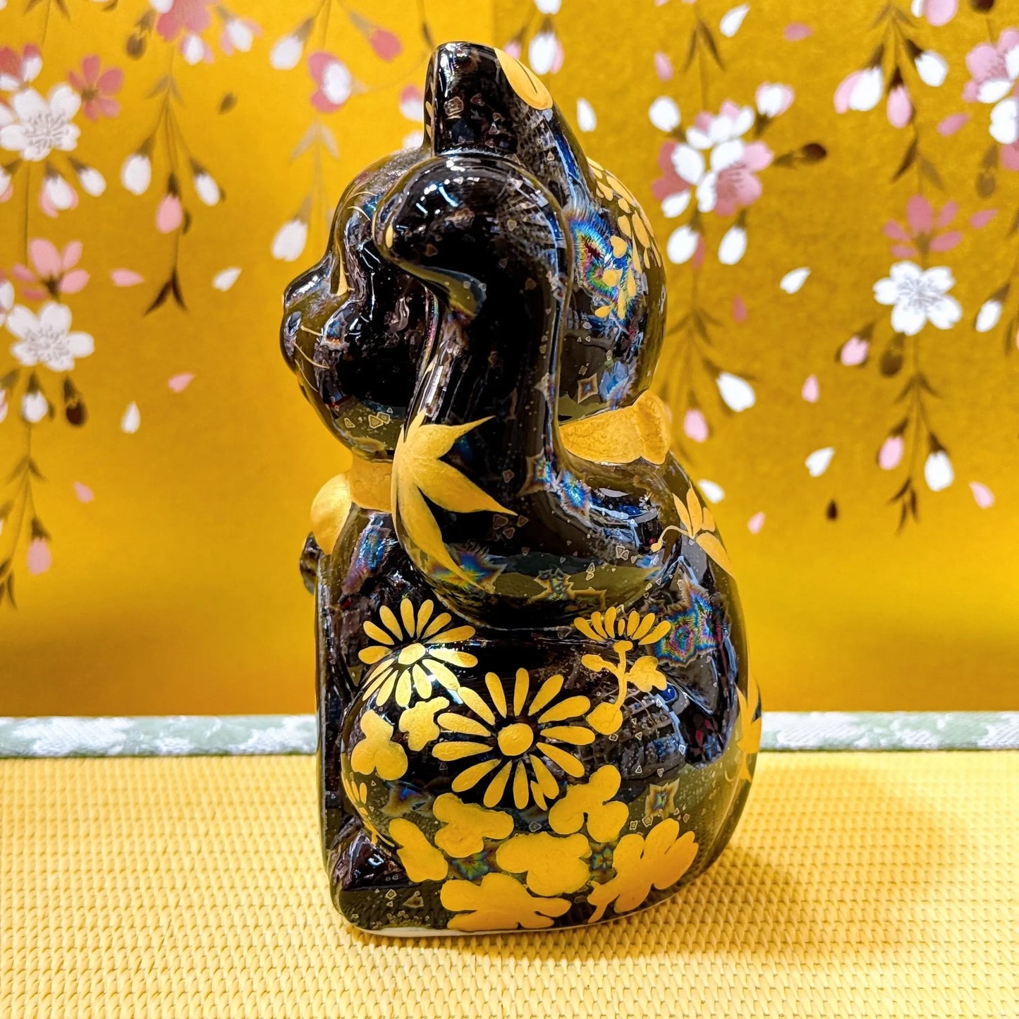 日本清水烧招财猫 星结晶 金彩日和