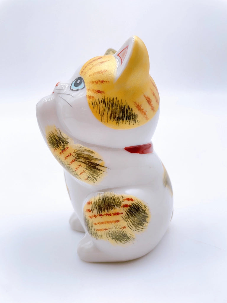 日本九谷烧招财猫 金纹猫