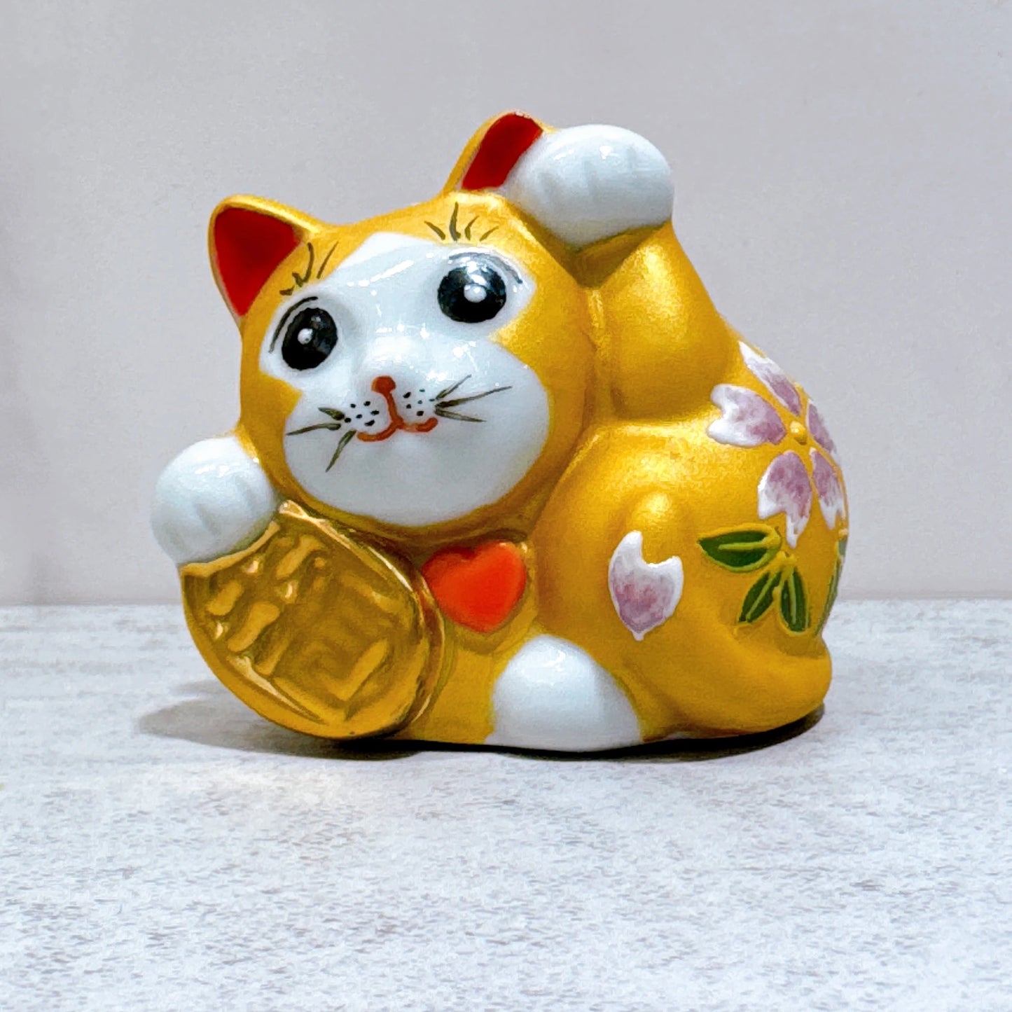 日本九谷燒招財貓 雲金桜盛