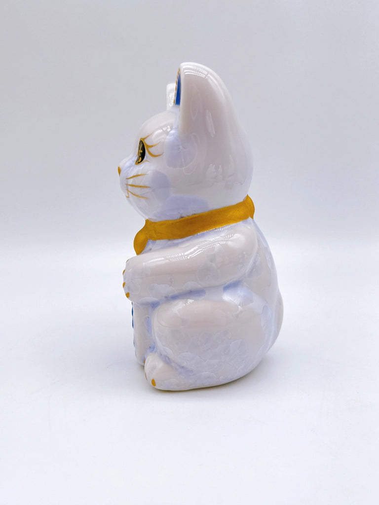 日本清水烧招财猫 花结晶 藤 亿万两 右