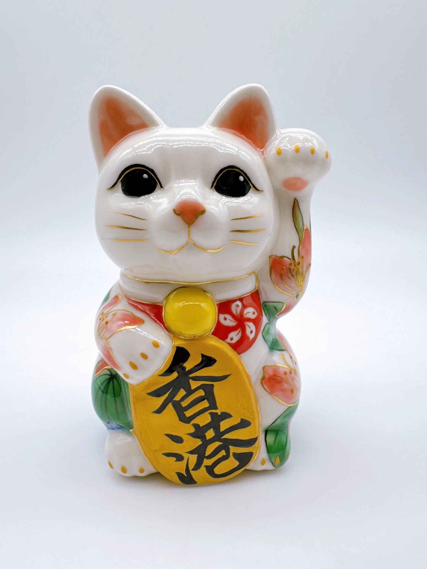 日本清水烧招财猫 色绘 香港猫观