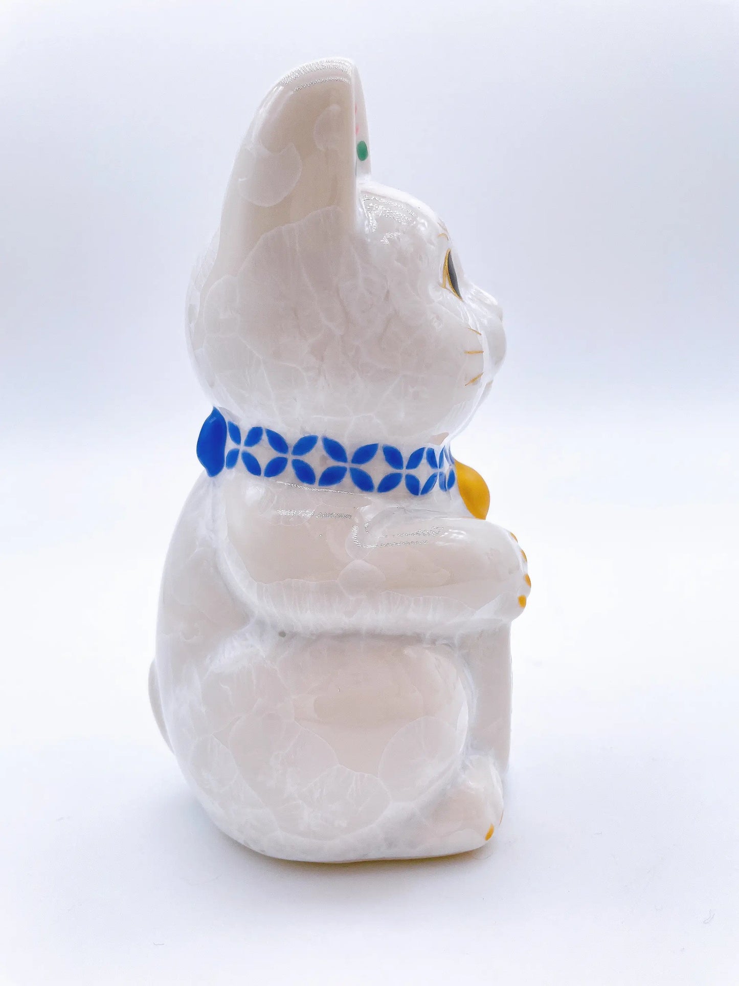 日本清水烧招财猫 花结晶 愿望成就