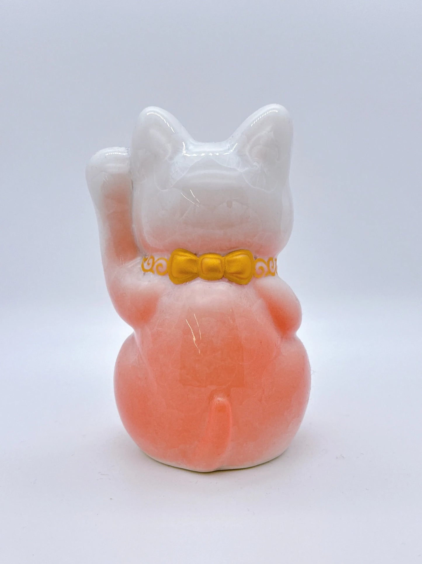 日本清水烧招财猫 花结晶 桃白 香港人