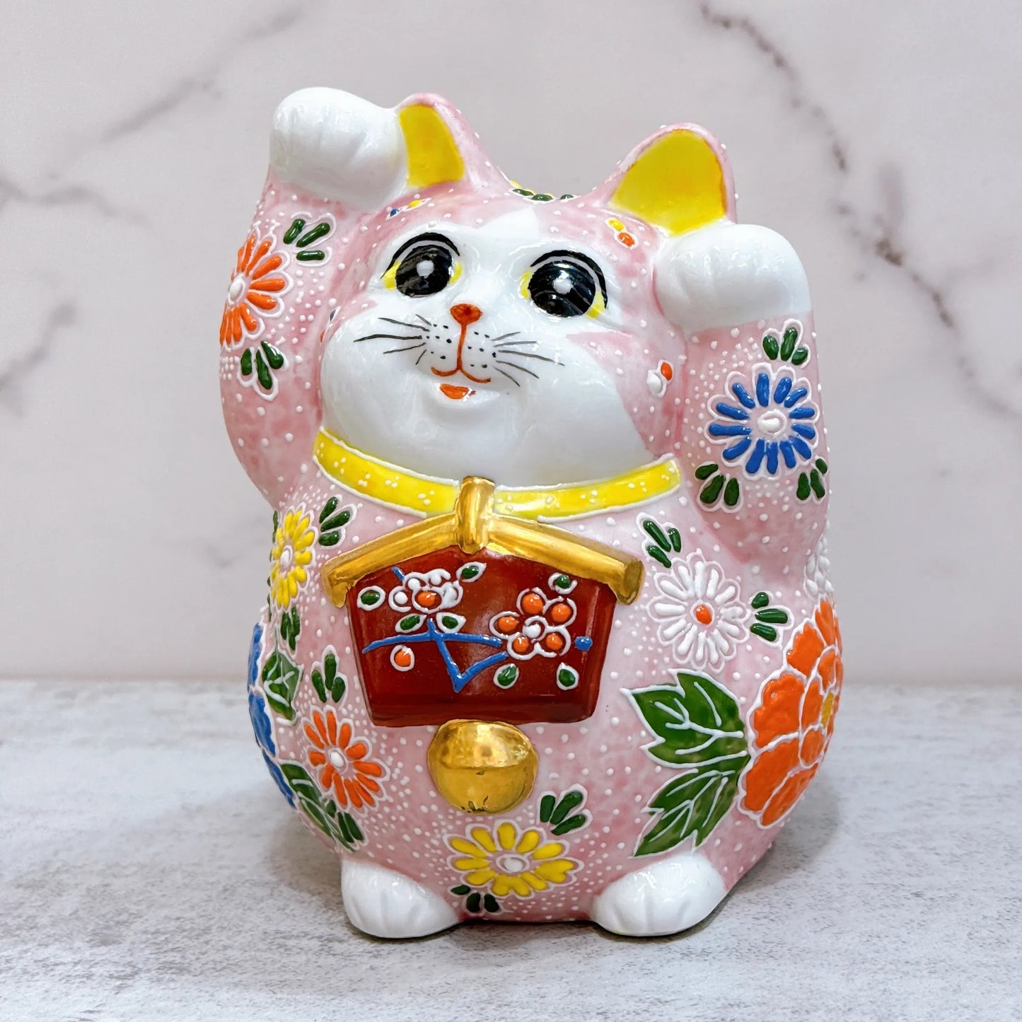 日本九谷燒招財貓 繪馬 粉色