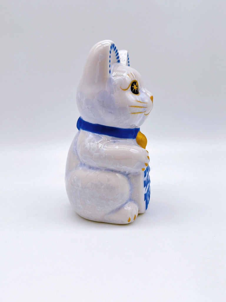 日本清水烧招财猫 花结晶 藤 千万两 左