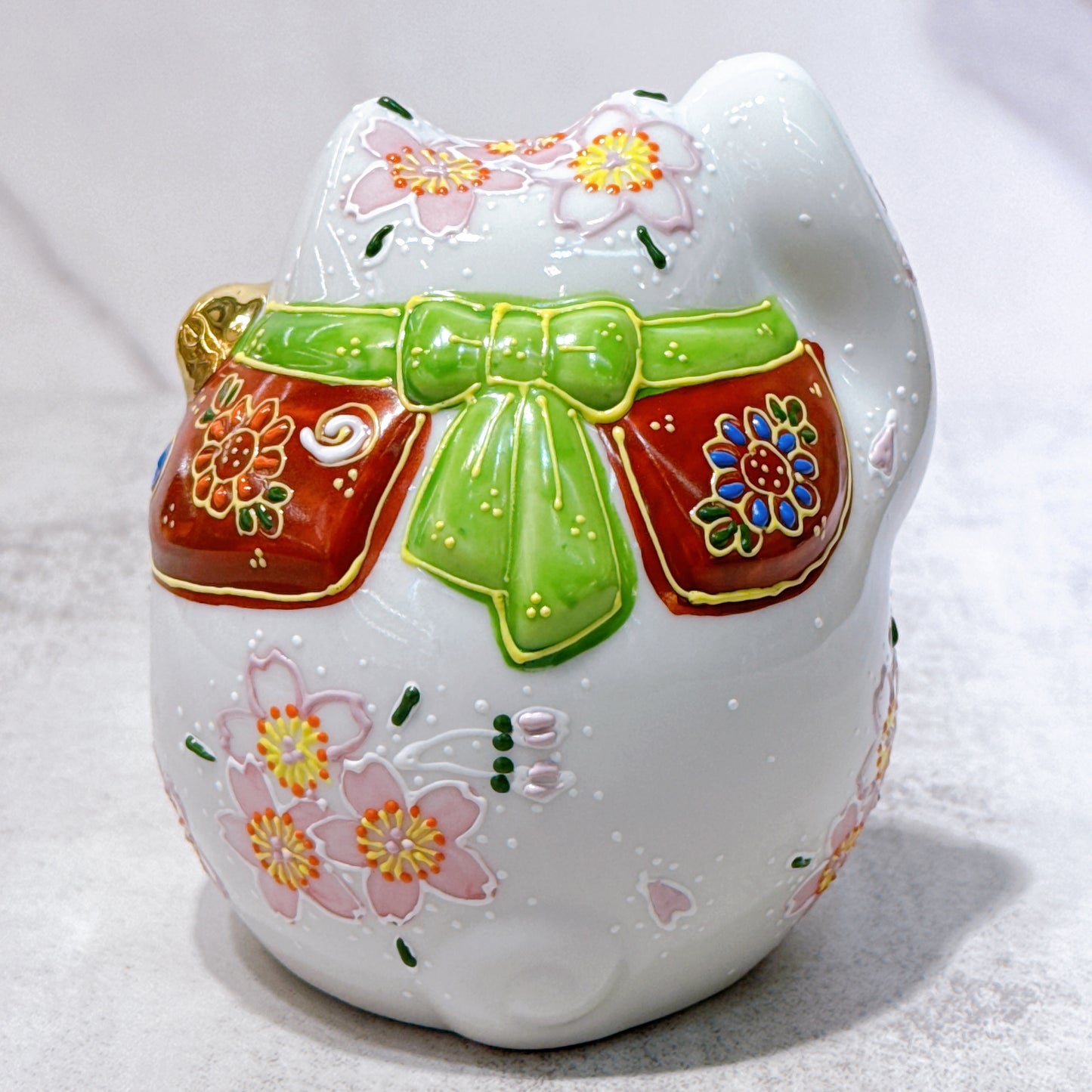 日本九谷燒招財貓 櫻盛 4號