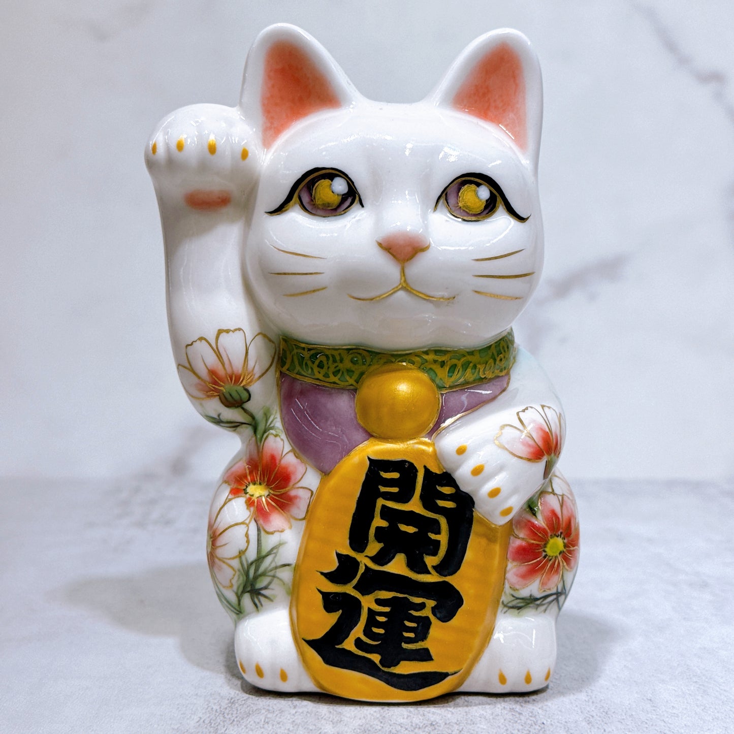 日本清水燒招財貓 色繪 天使祝福