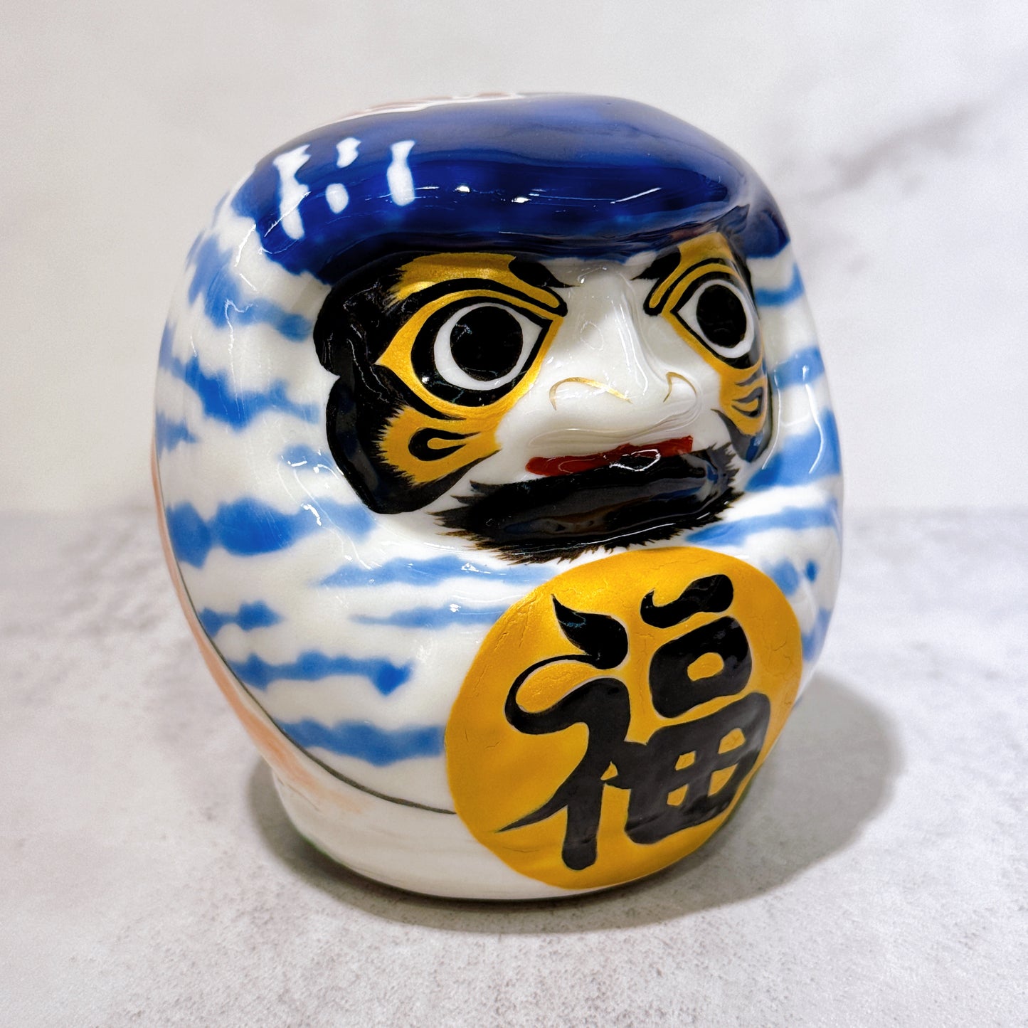 日本清水燒達摩 色繪 赤富士 小號