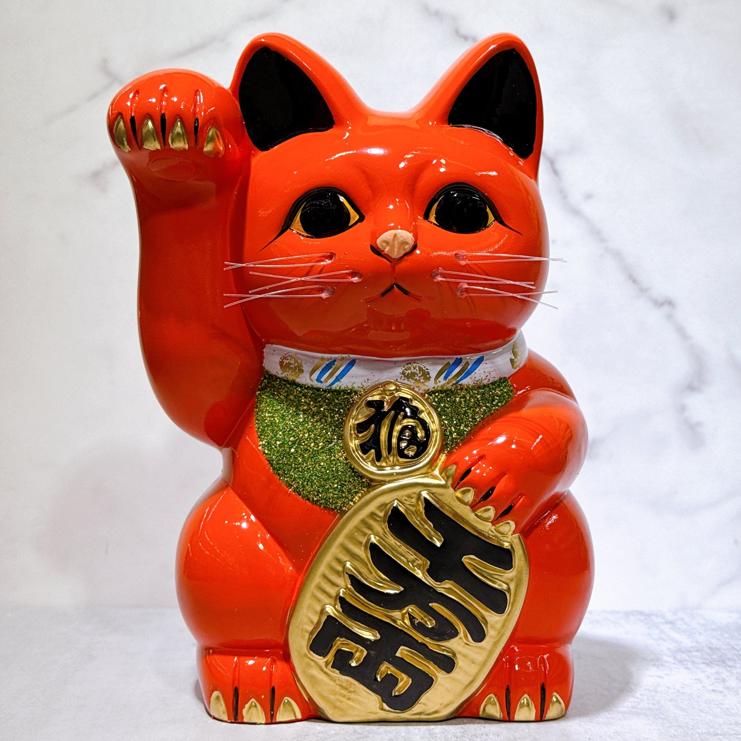 Red 8 Maneki-neko (lucky cat) from Tokoname Koban (Japanese rank).