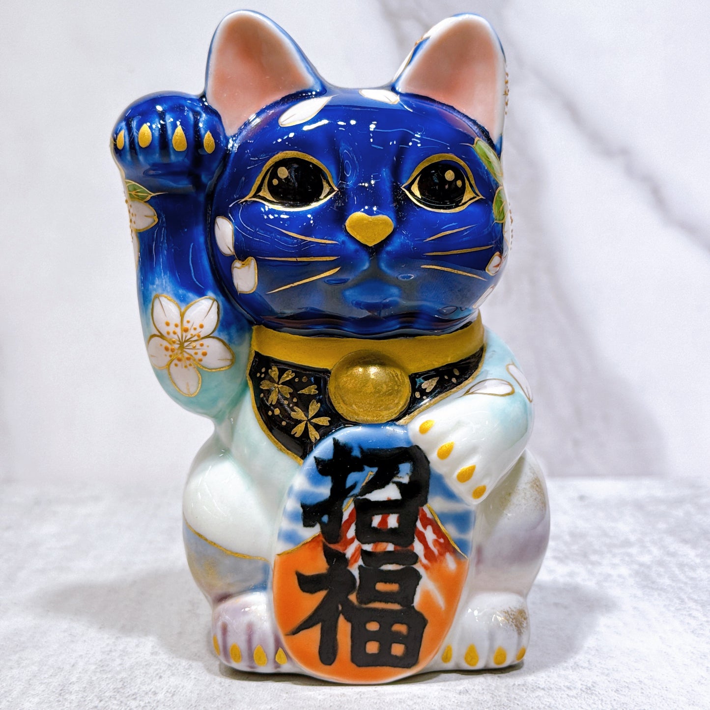 日本清水燒招財貓 瑠璃 富士櫻
