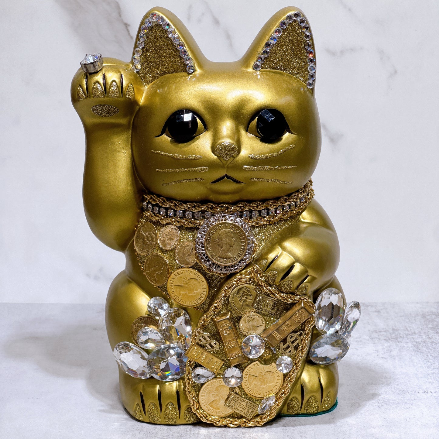 日本花見招財貓 百萬富翁 8號 金