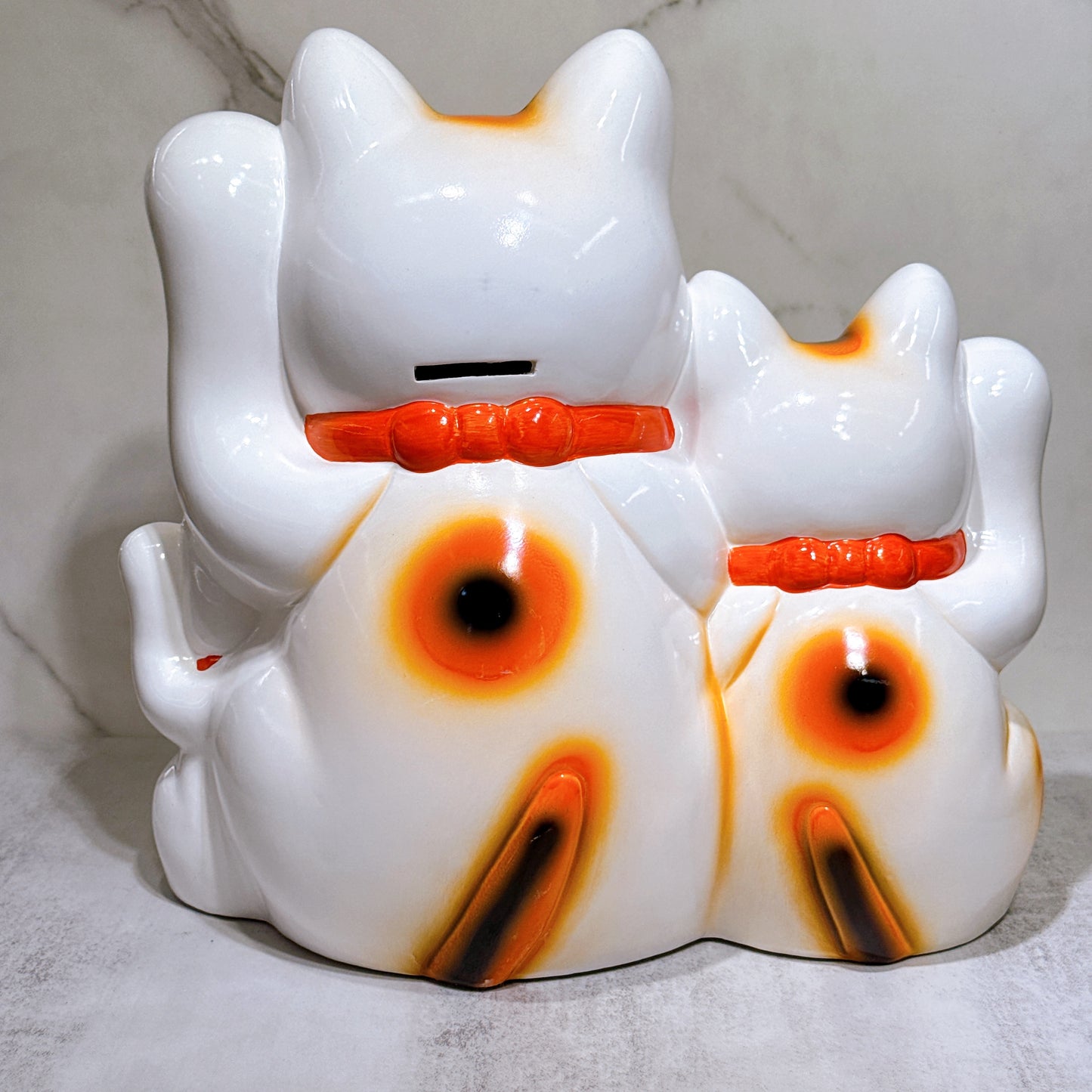 Japanese Tokoname Million Two or Three Cats Lucky Cat No. 10
