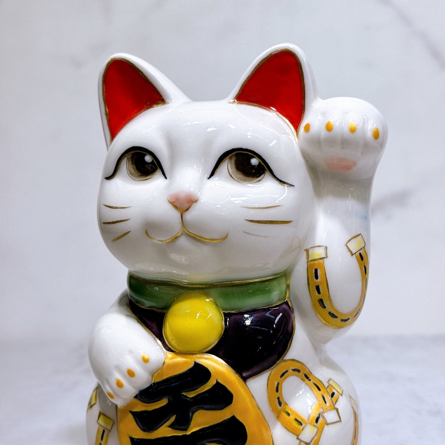 日本清水燒招財貓 色繪 奔騰