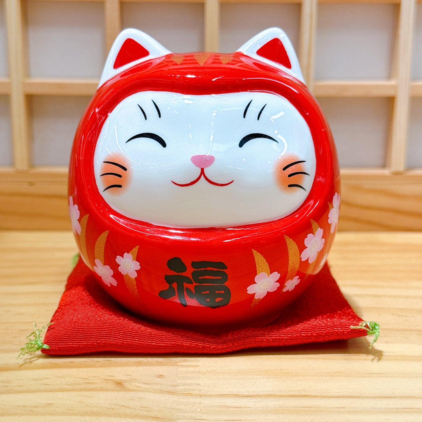 日本開運達摩招財貓 桜桃福