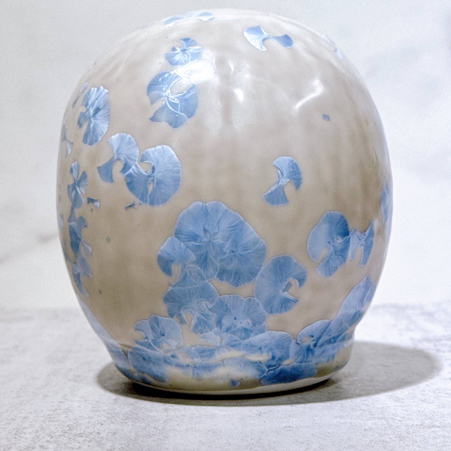 日本清水燒達摩 花結晶 銀藤 樣 小號