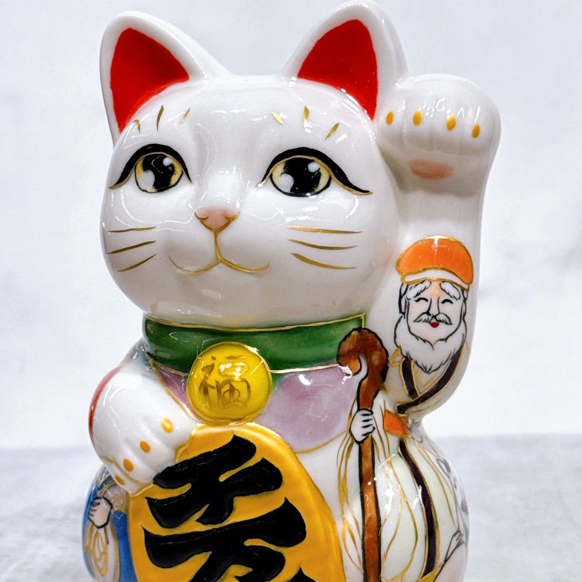 日本清水燒招財貓 色繪 七福神