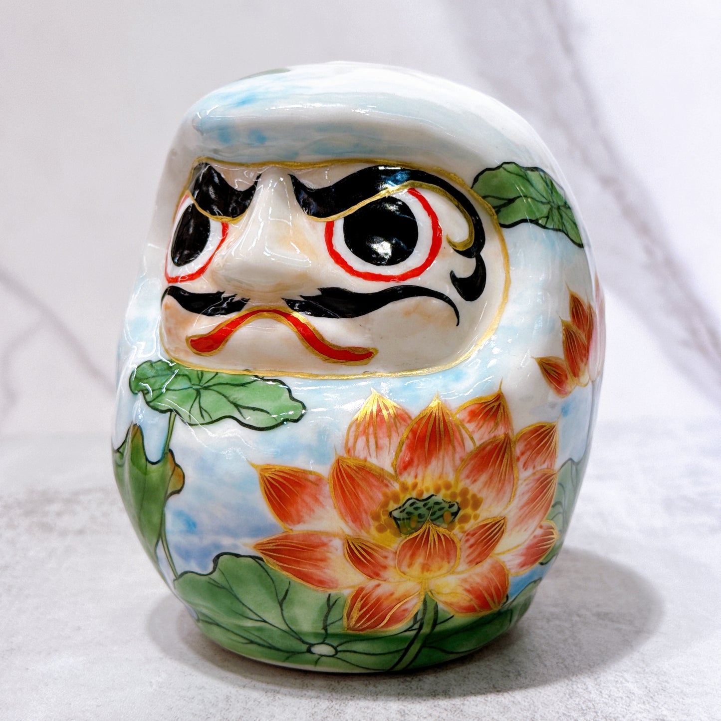 Japanese Kiyomizu-yaki Daruma-emitsu Kannon medium size