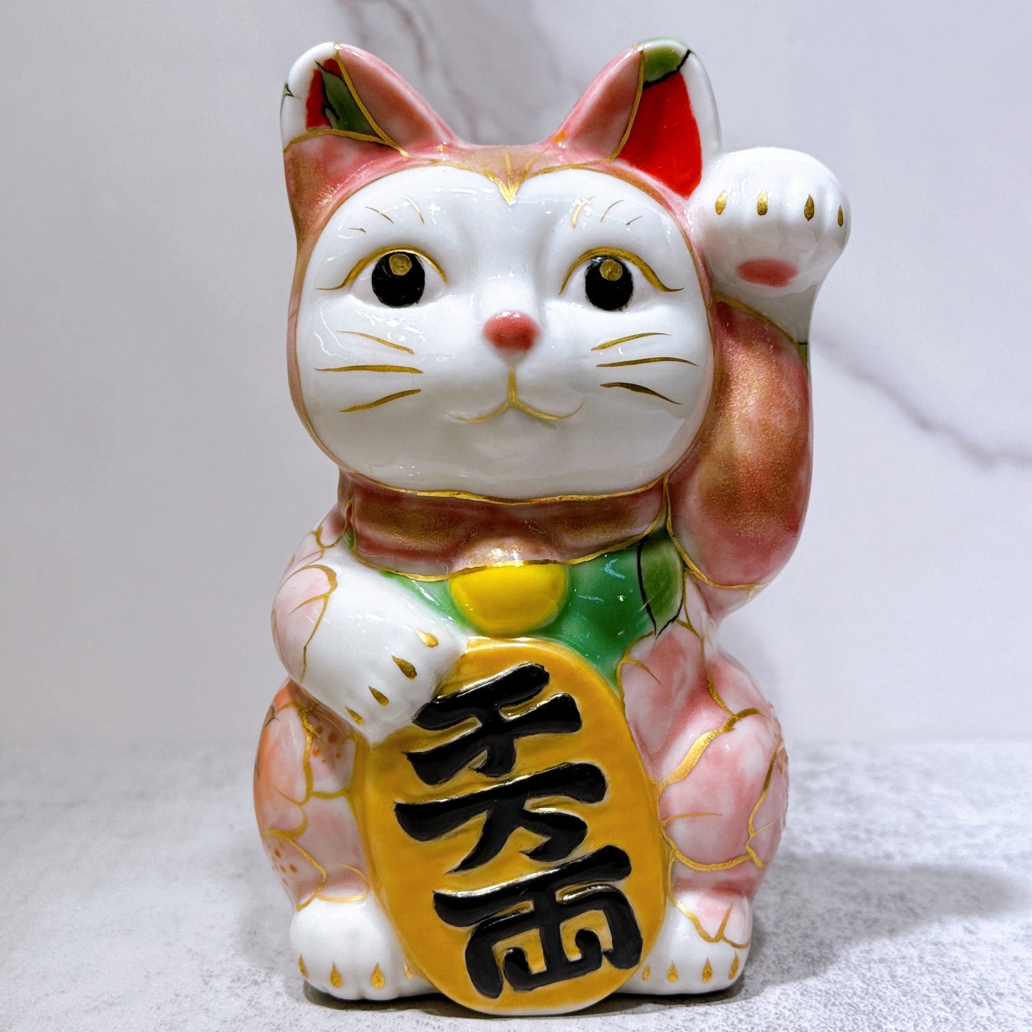 日本清水烧招财猫桃涂八重樱
