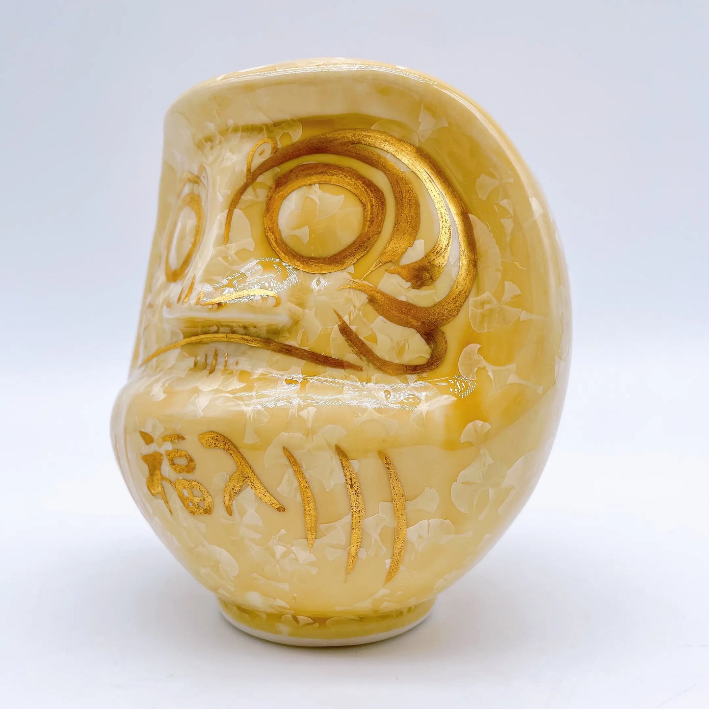 日本清水燒達摩 花結晶 金華X金彩 大號