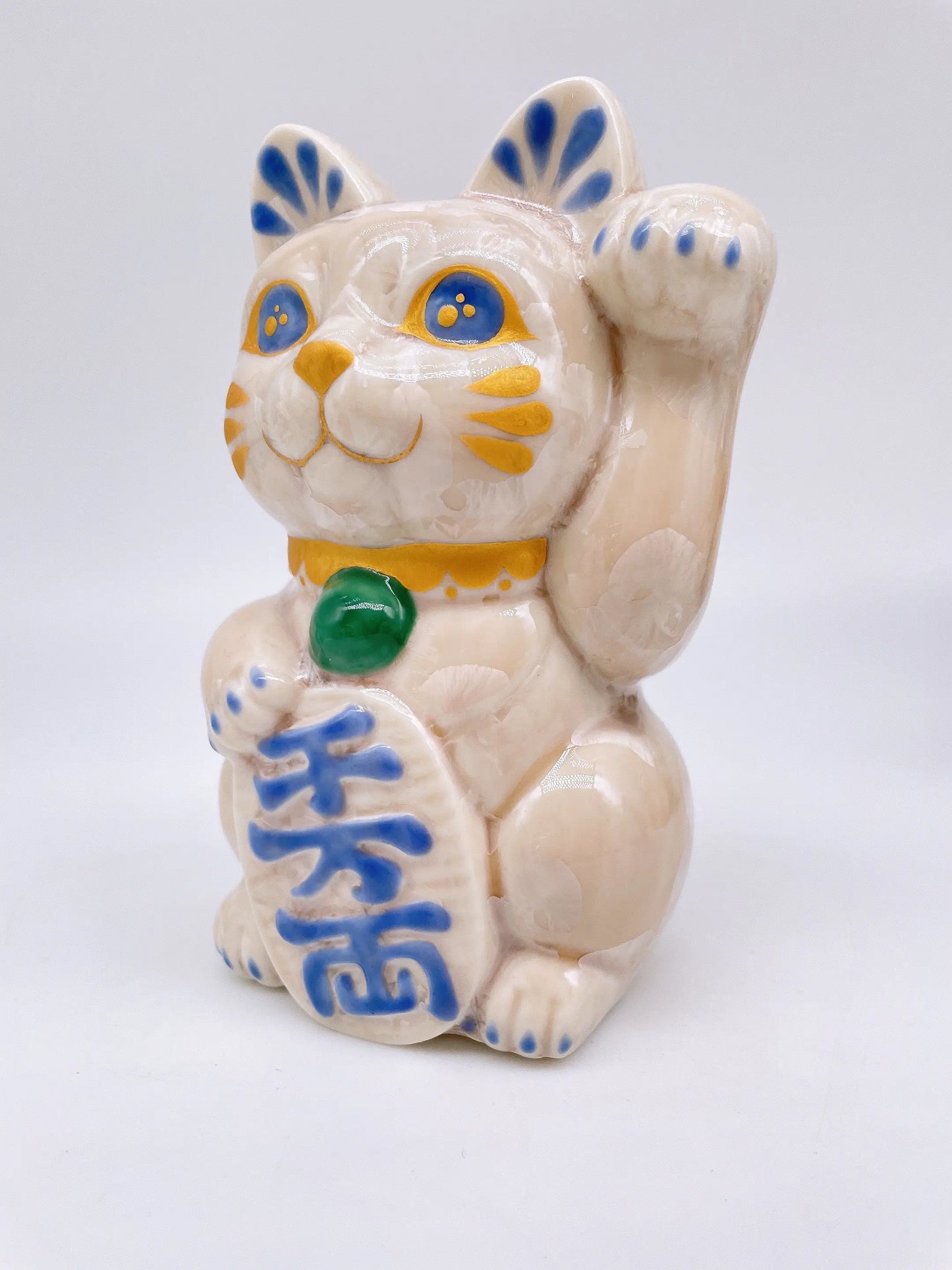 日本清水烧招财猫花结晶杏千万両
