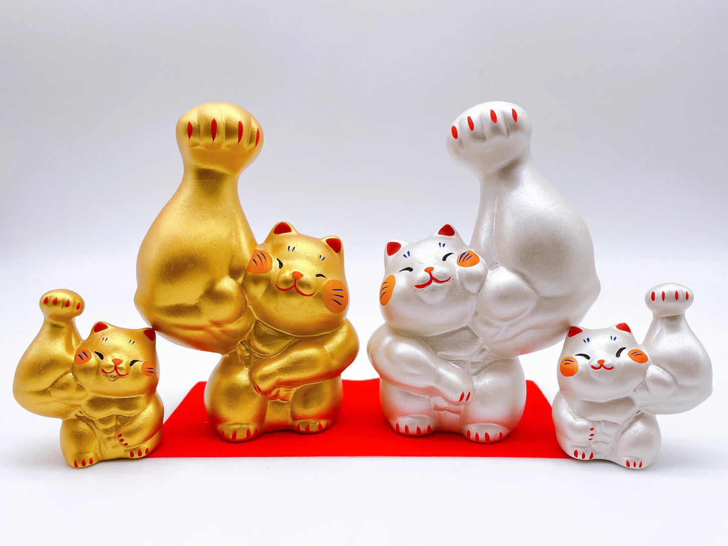 日本刚丸筋肉招财猫金银套装