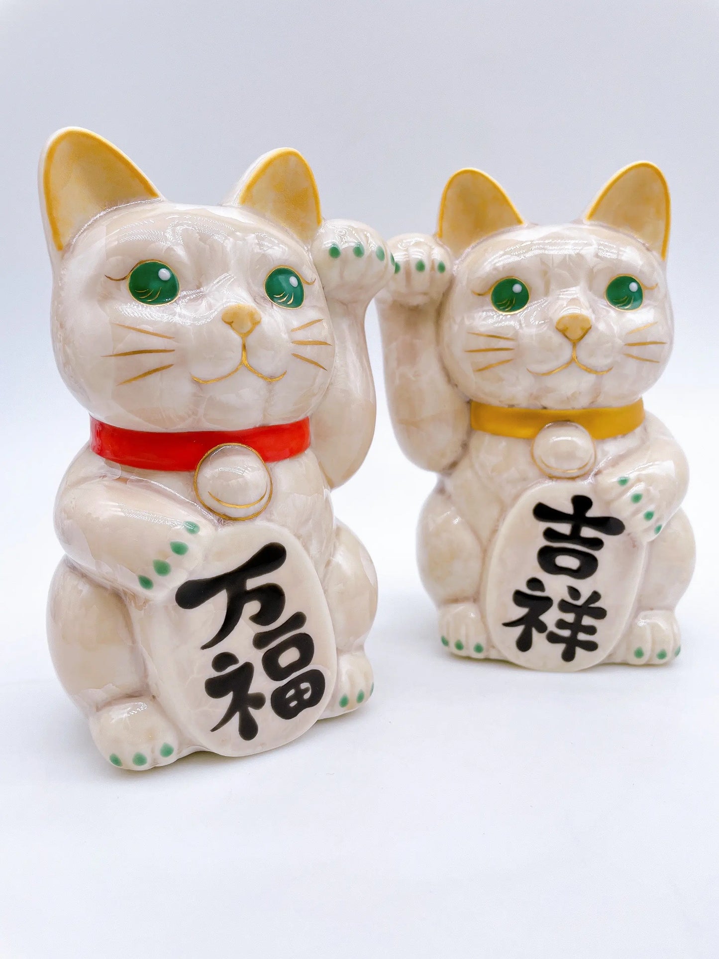 日本清水烧招财猫花结晶杏万福