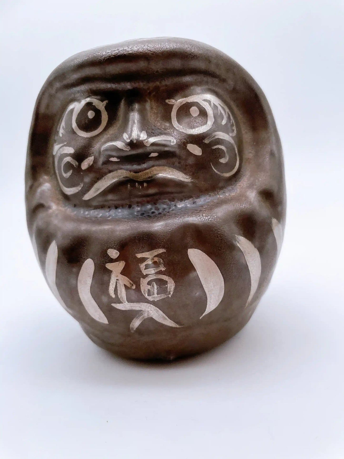 日本清水燒達摩 黑銹X銀 小
