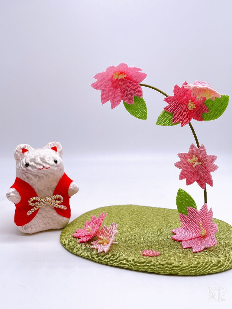 Japanese lucky cat cherry blossom