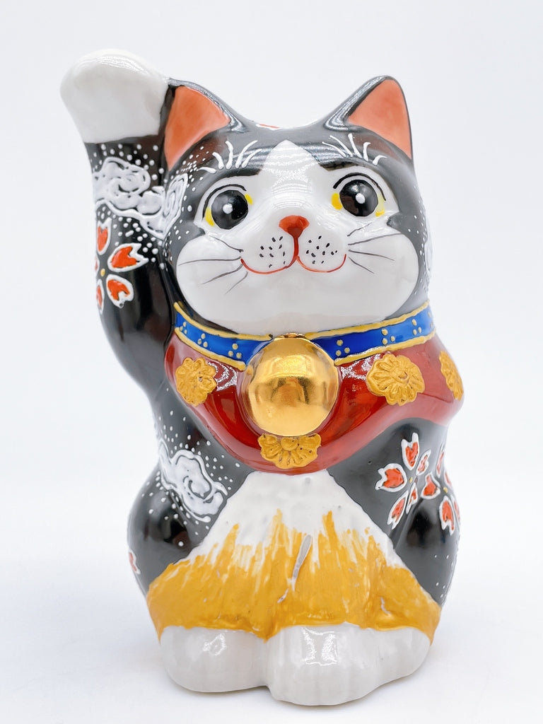 日本九谷烧樱花金富士招财猫