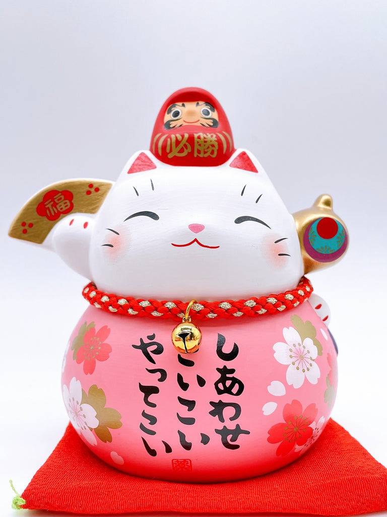 日本耀彩櫻花達摩必勝招財貓 特大