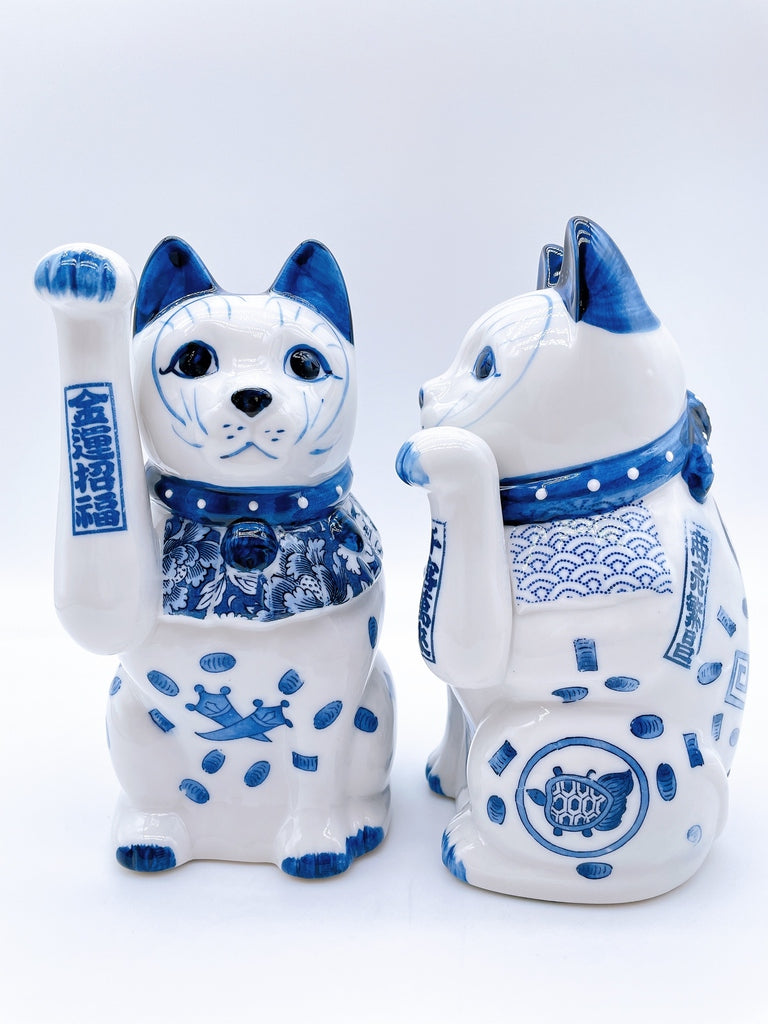 日本瀬戸焼染付招财猫小号