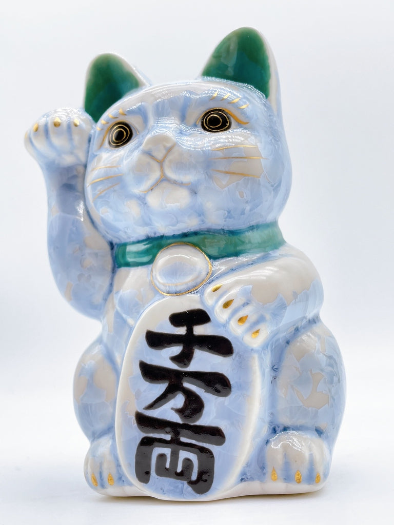 日本清水烧招财猫花结晶银藤