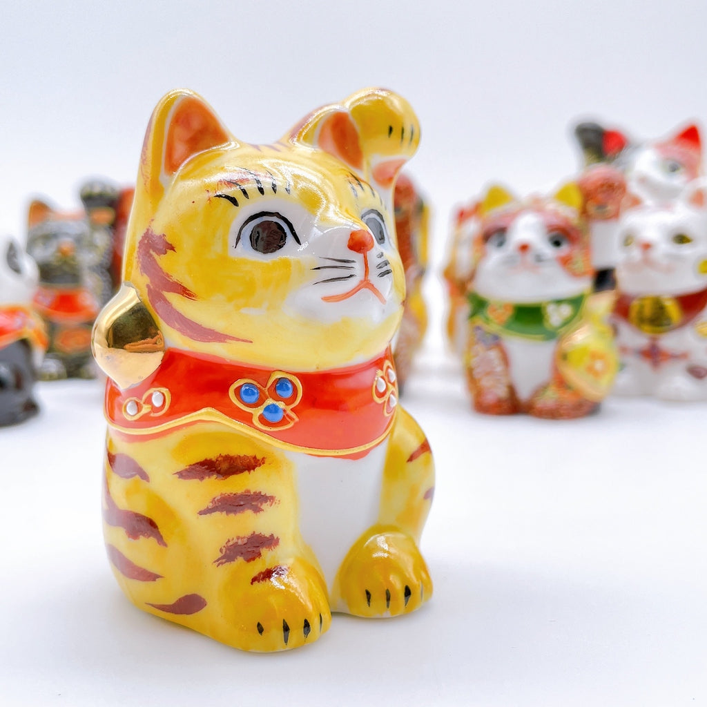 Japanese Kutani Ware Lucky Cat Tiger Pattern No. 2