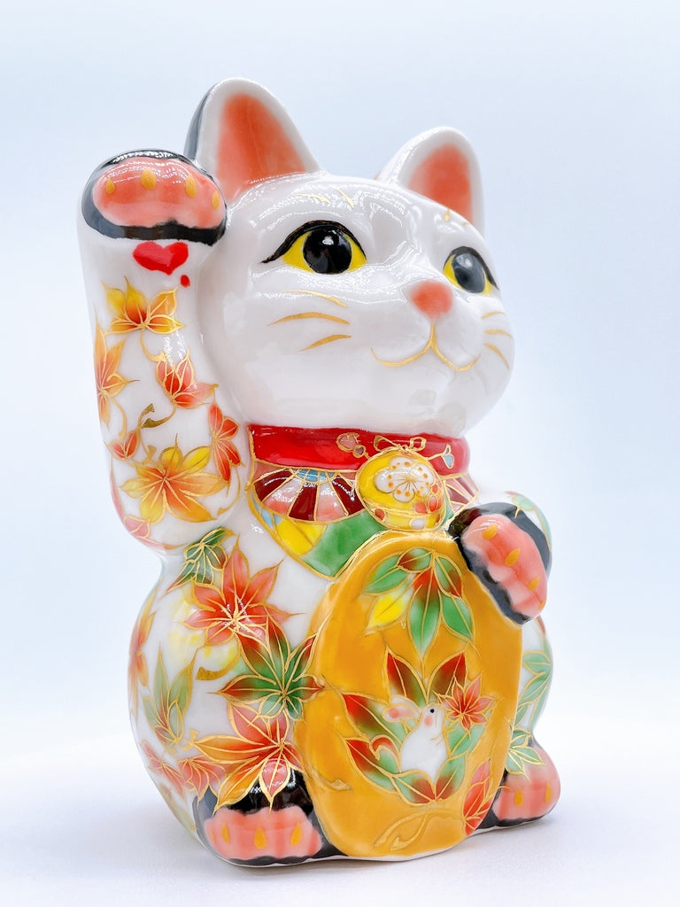 日本清水烧招财猫红叶兔