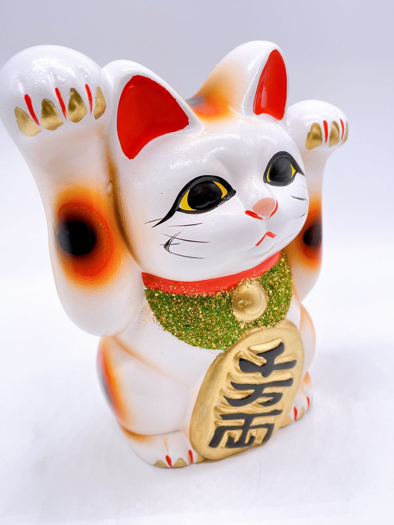 日本常滑燒兩手招福招財貓