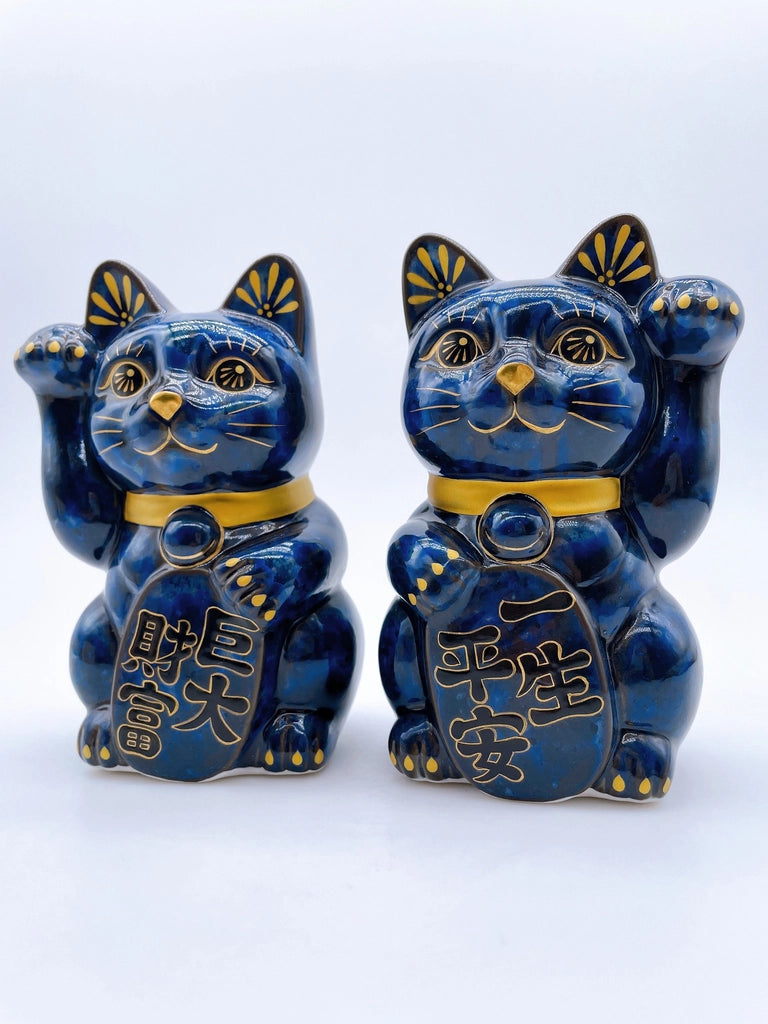 日本清水烧招财猫青墨巨大财富
