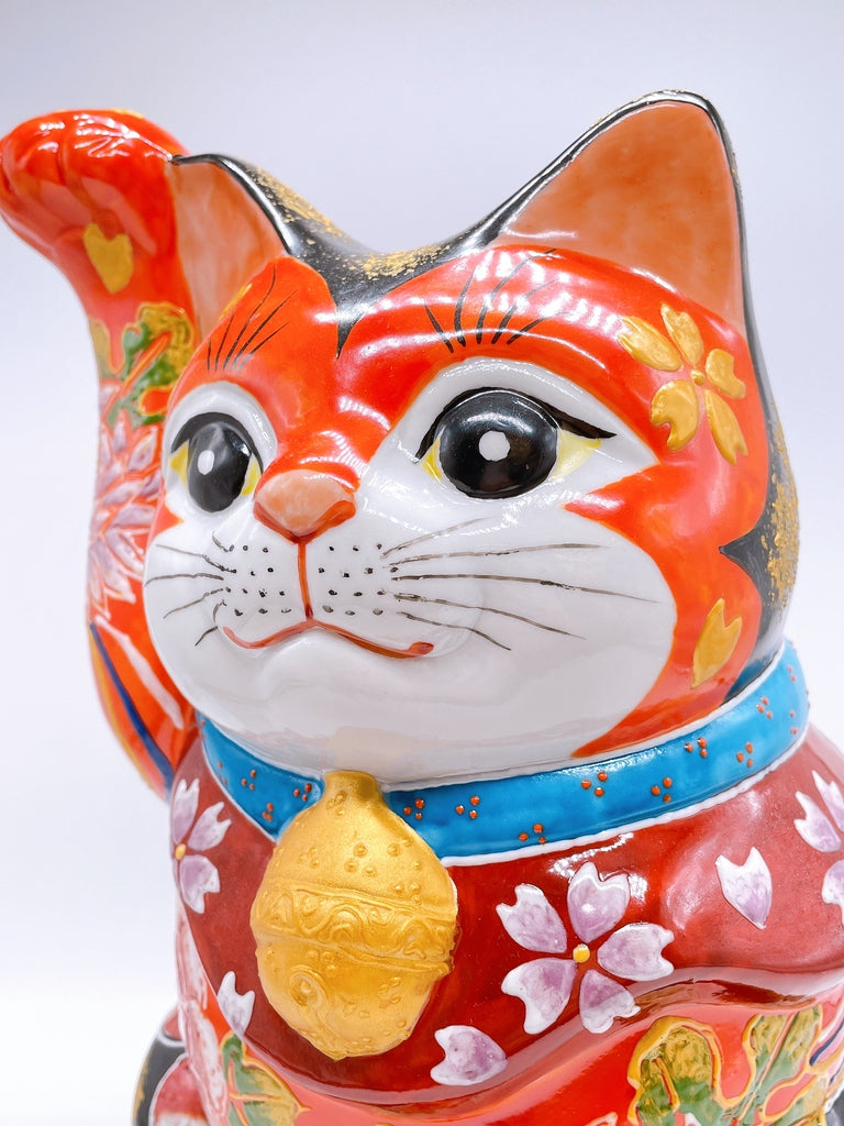 日本九谷燒紅黑華盛招財貓