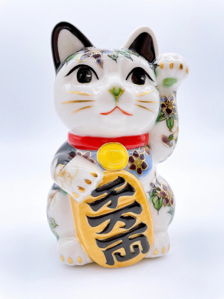 日本清水燒招財貓 黑地鐵線