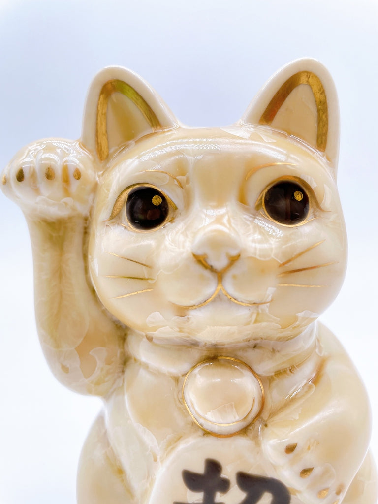 日本清水烧招财猫花结晶金花