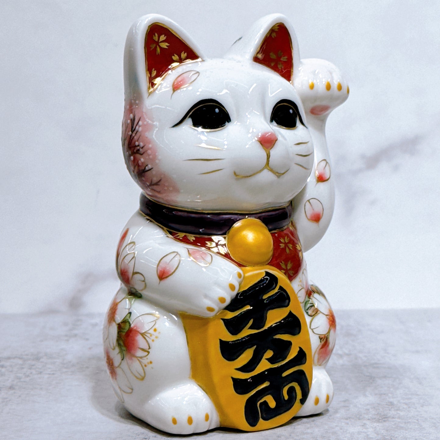 日本清水燒招財貓 色繪 広隆寺 達摩